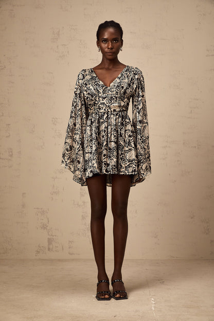Perrine pattern-print V-neck mini dress