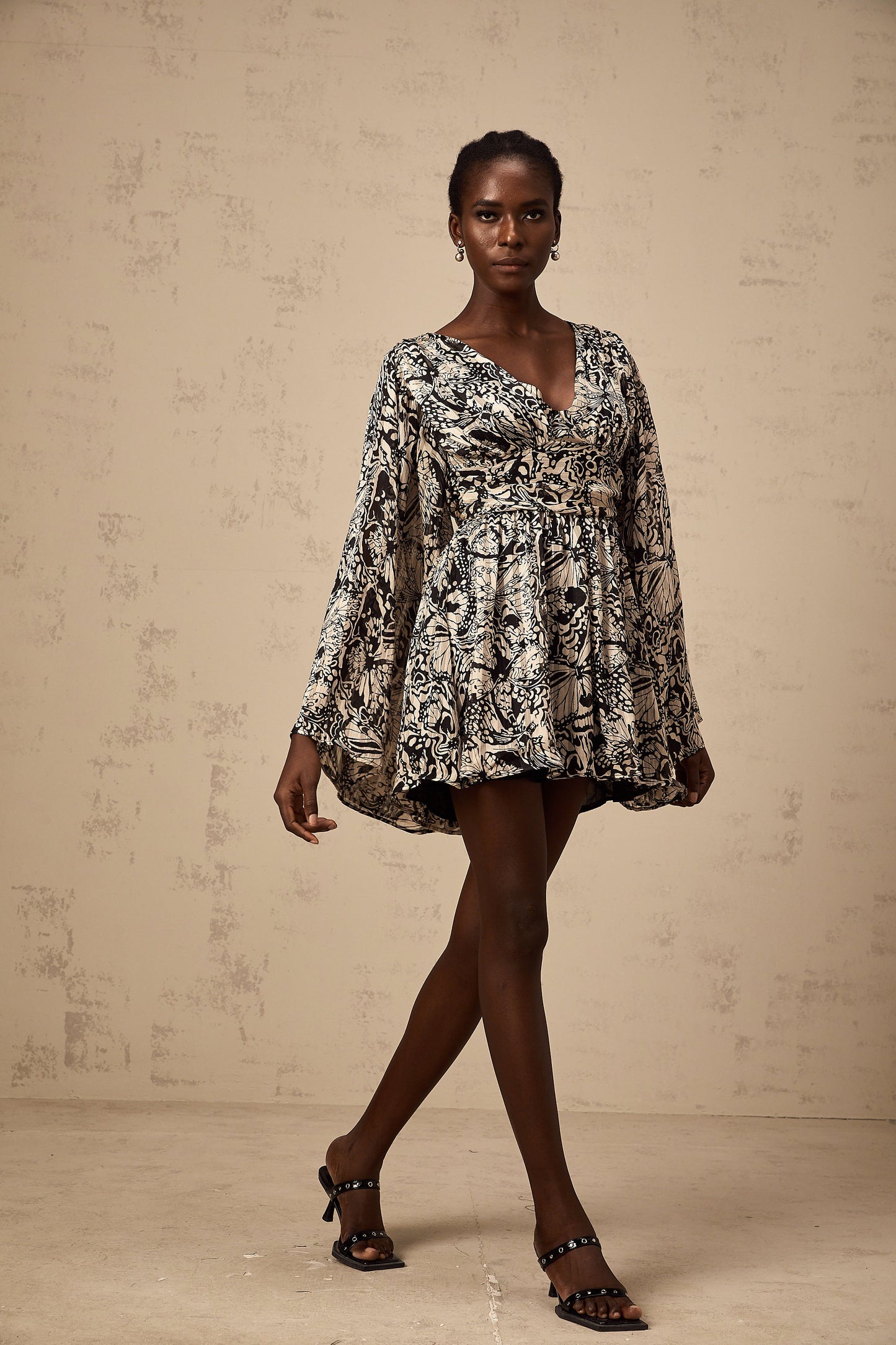 Perrine pattern-print V-neck mini dress