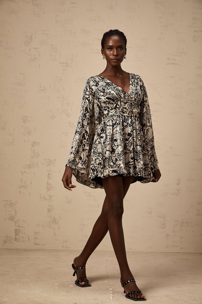 Perrine pattern-print V-neck mini dress
