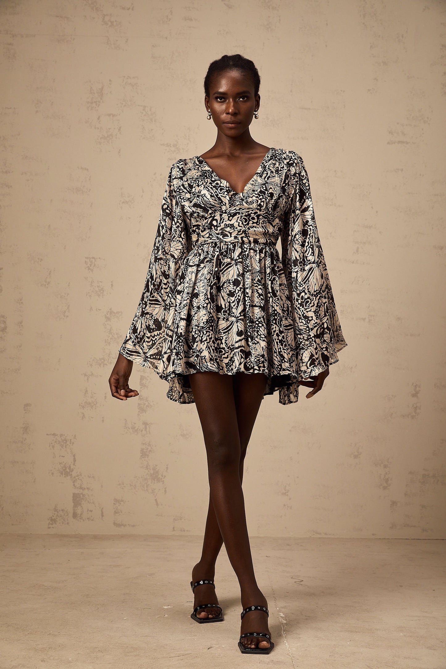 Perrine pattern-print V-neck mini dress