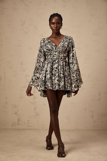 Perrine pattern-print V-neck mini dress