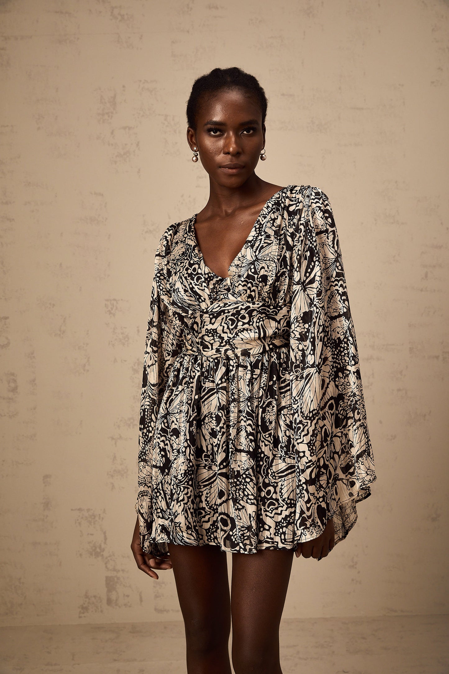 Perrine pattern-print V-neck mini dress