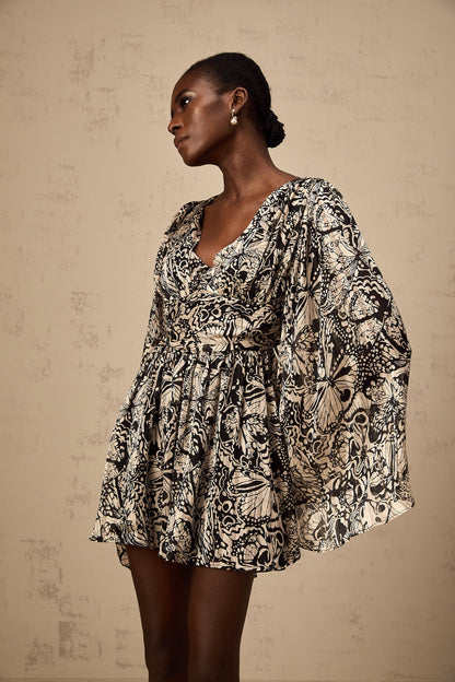 Perrine pattern-print V-neck mini dress