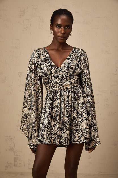 Perrine pattern-print V-neck mini dress