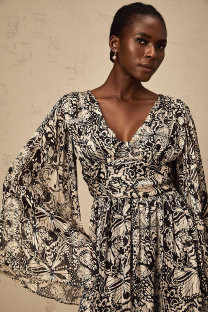 Perrine pattern-print V-neck mini dress