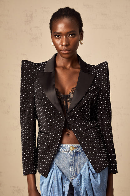 Dorothée black polka-dot blazer