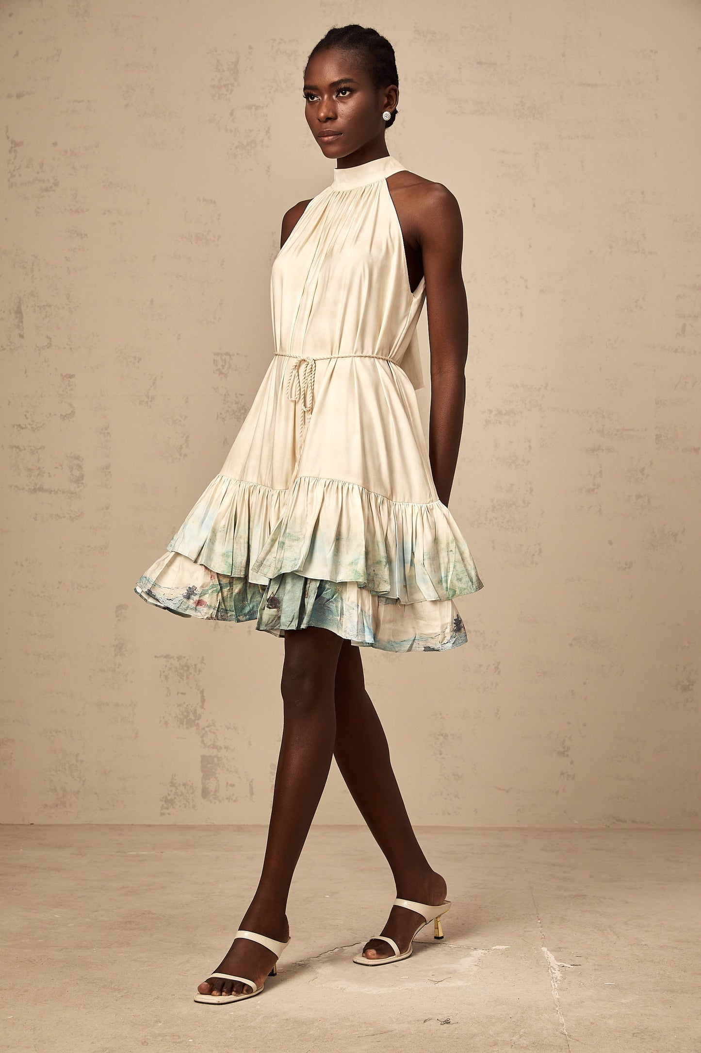 Delphine layered pattern-print mini dress