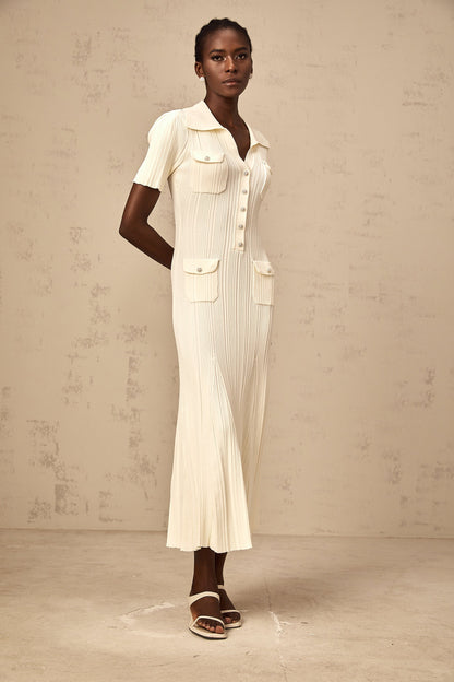 Nouria neutrals ribbed-knit midi dress