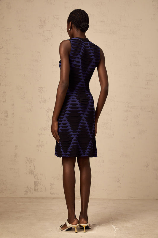 Anaïs black snake-pattern godet mini dress
