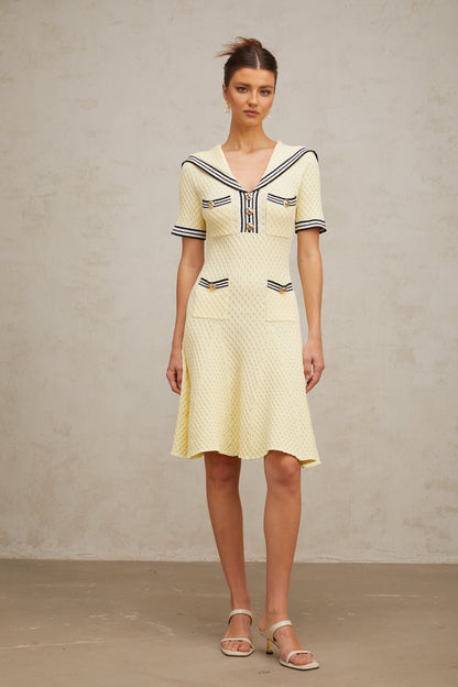 Madeleine yellow sailor-collar knitted dress