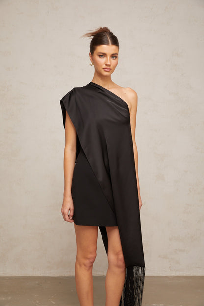 Valentine black one-shoulder mini dress
