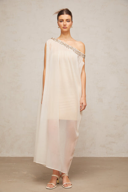 Austen crystal-embellished semi-sheer midi dress