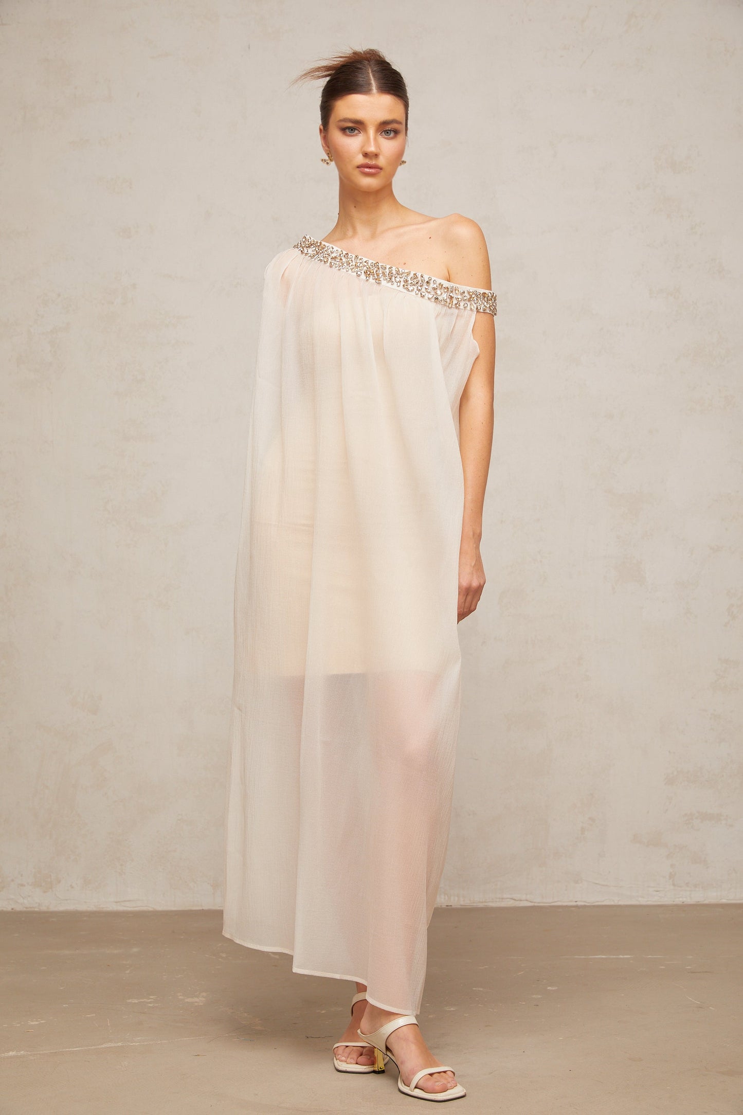Austen crystal-embellished semi-sheer midi dress