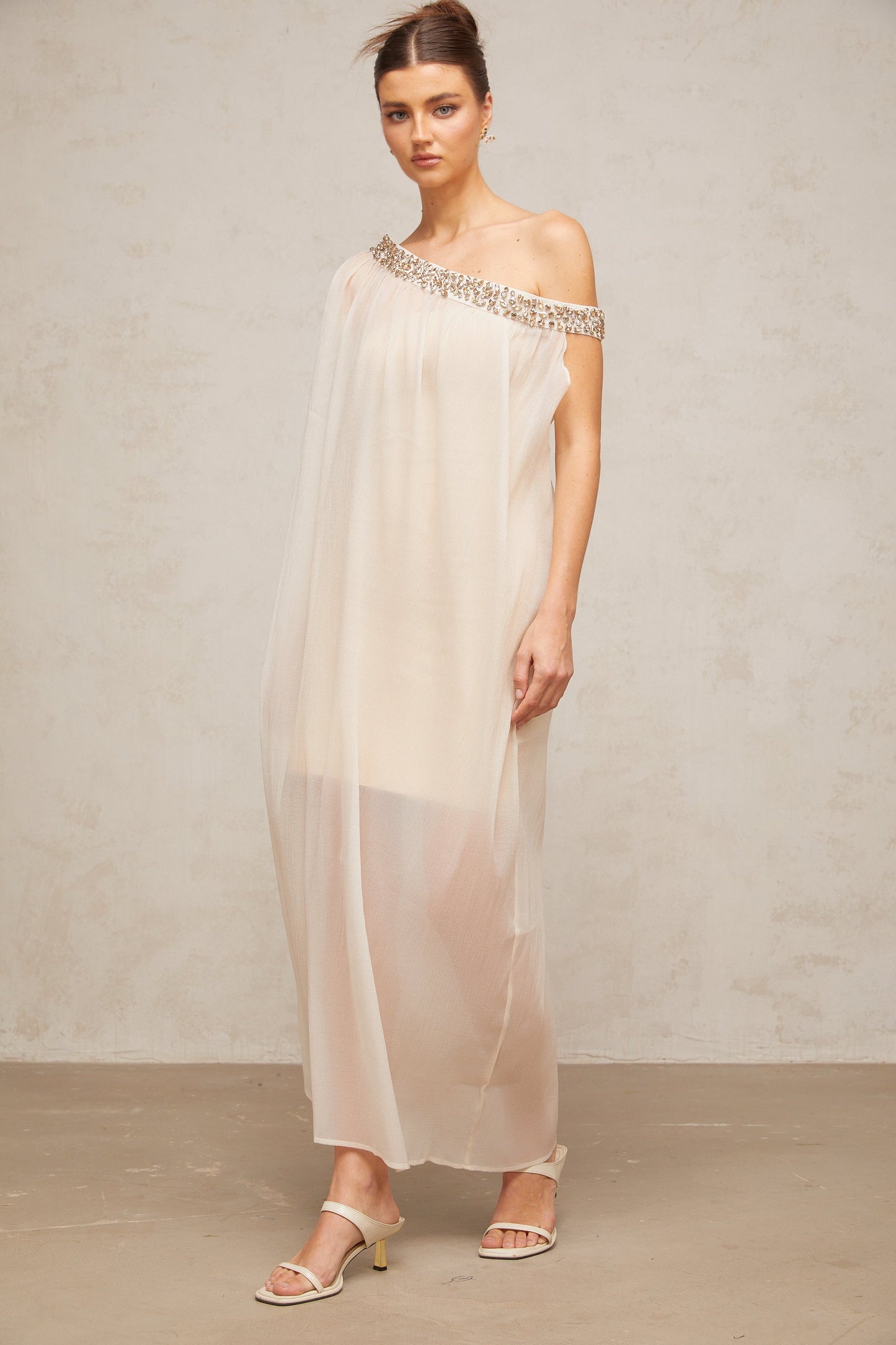 Austen crystal-embellished semi-sheer midi dress