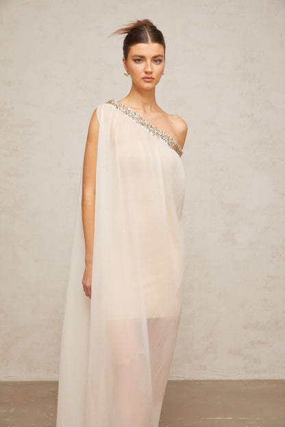 Austen crystal-embellished semi-sheer midi dress
