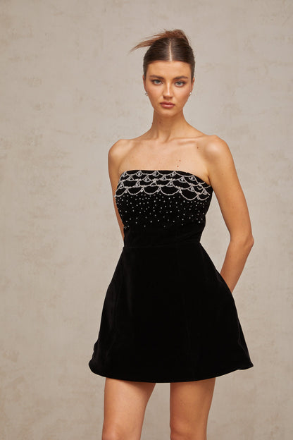 Sandrine crystal-embellished velvet mini dress