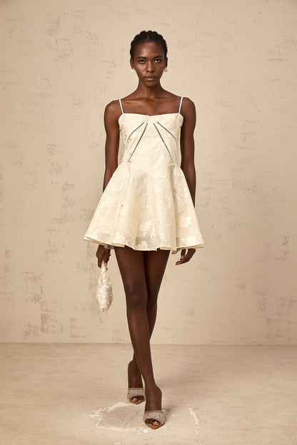 Adabella white floral-jacquard mini dress