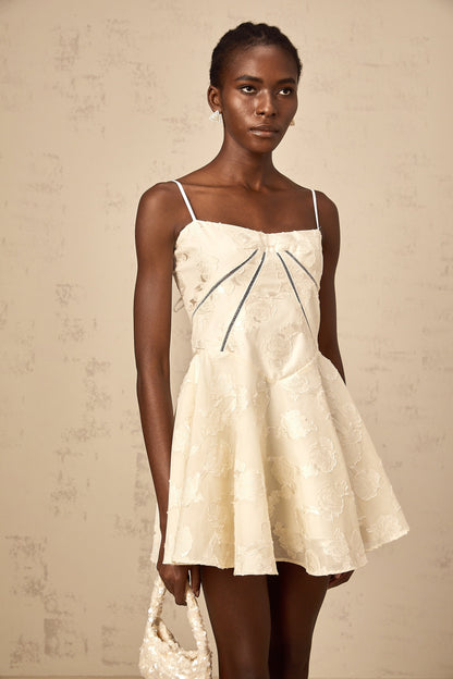 Adabella white floral-jacquard mini dress