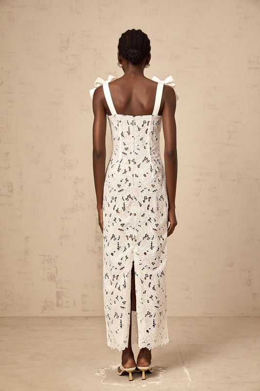 Eloise floral embroidered maxi dress in White