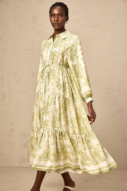 Adélaïde graphic-print midi dress in Green
