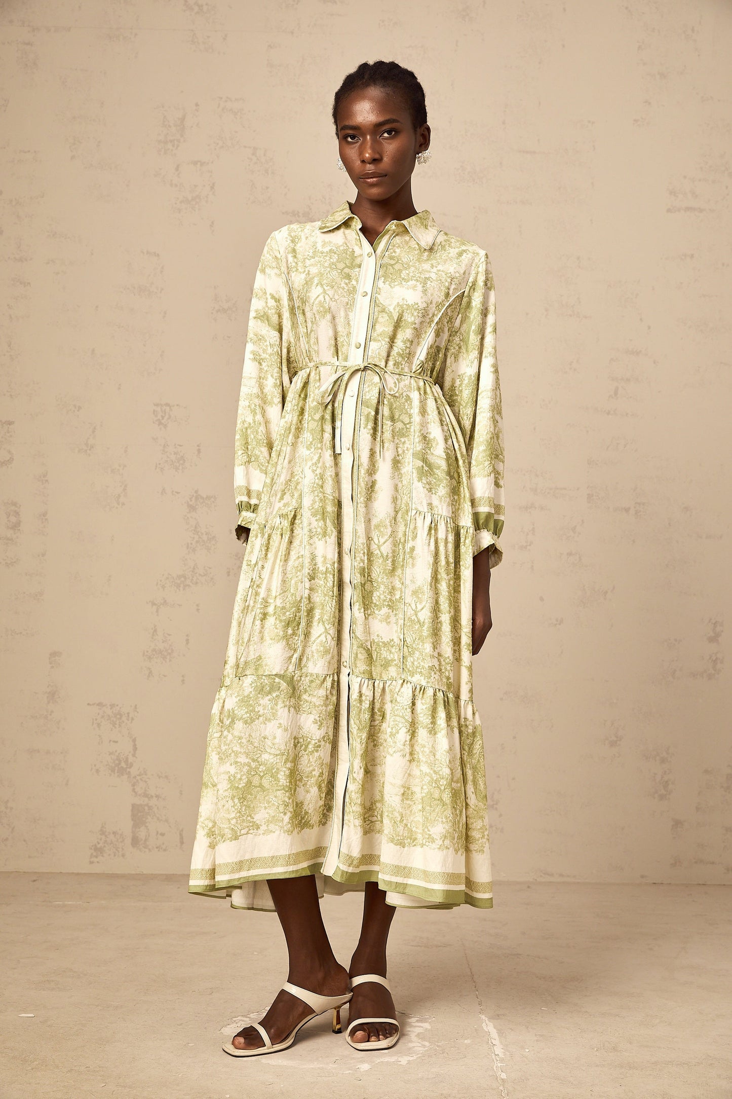 Adélaïde graphic-print midi dress in Green