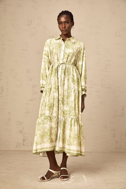 Adélaïde graphic-print midi dress in Green