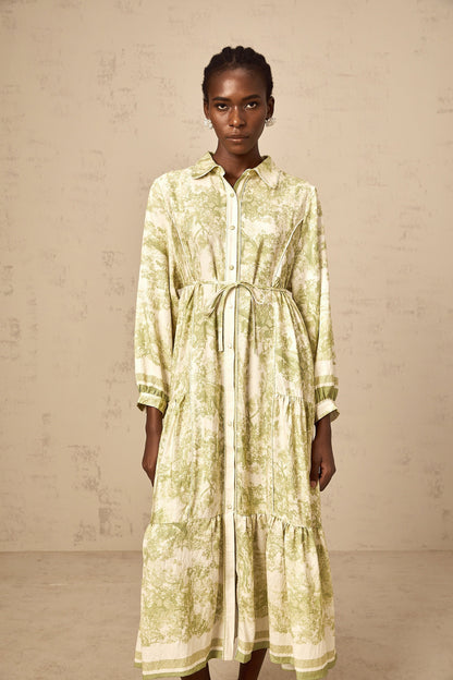 Adélaïde graphic-print midi dress in Green