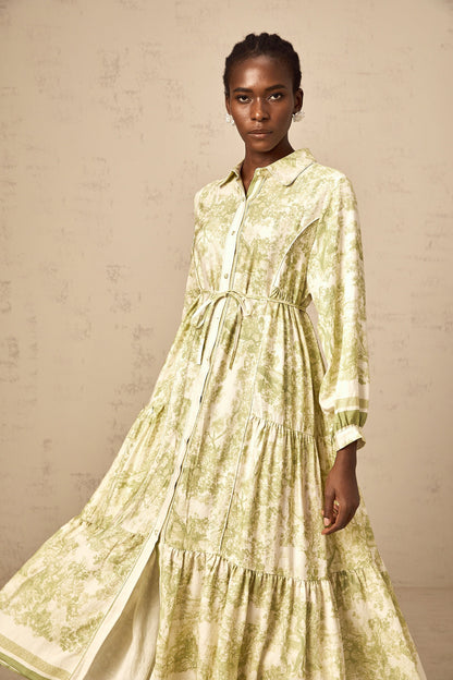 Adélaïde graphic-print midi dress in Green