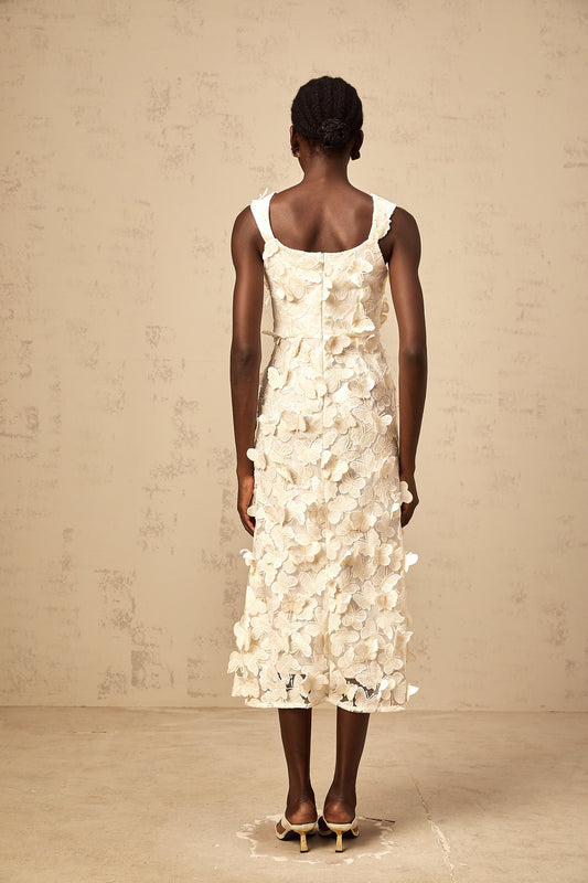Narcisse butterfly-appliqué flared midi dress