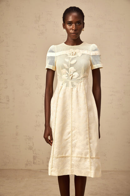 Diane floral embroidered openwork midi dress