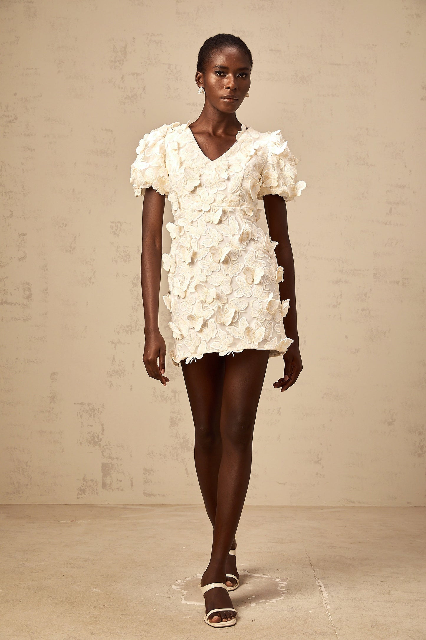 Eugénie butterfly-appliqué A-line mini dress