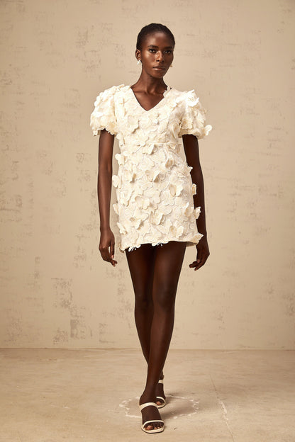Eugénie butterfly-appliqué A-line mini dress