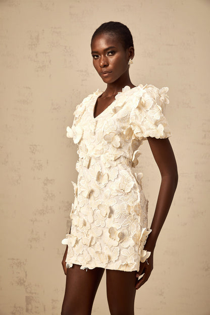 Eugénie butterfly-appliqué A-line mini dress