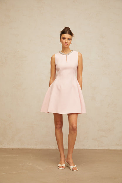 Clothilde pink sequined puff mini dress