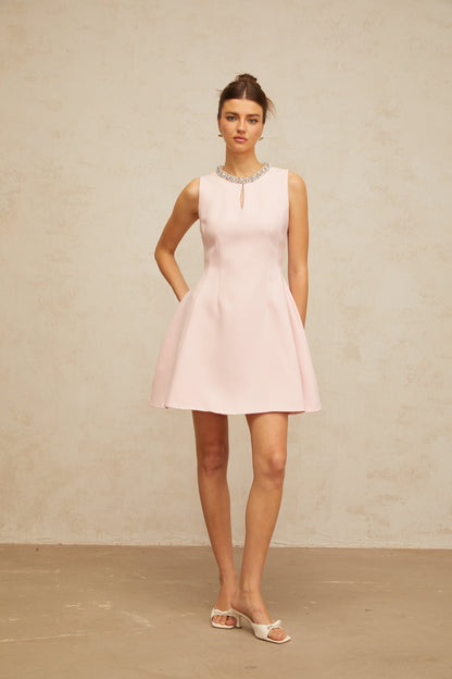Clothilde pink sequined puff mini dress