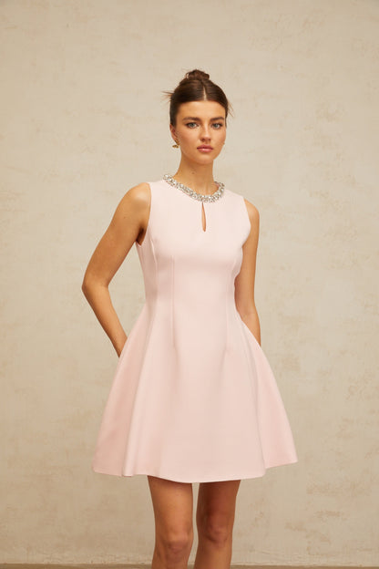 Clothilde pink sequined puff mini dress