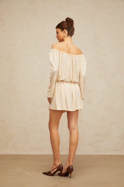Emma neutrals structured-design mini dress