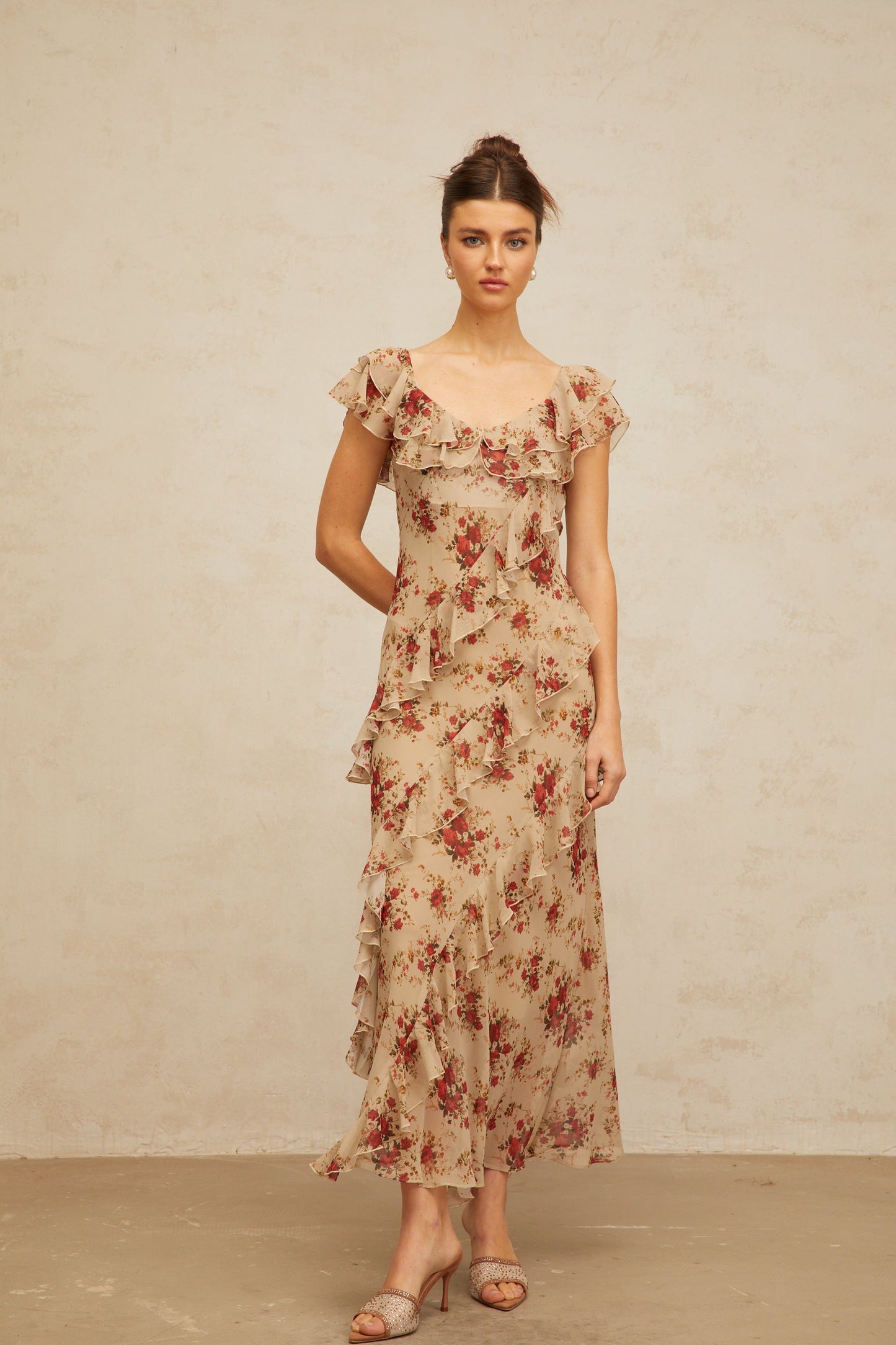 Déotille ruffled floral-print flared maxi dress