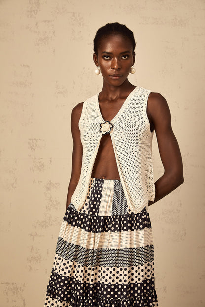 Joséphine crochet-knit open-front tank top