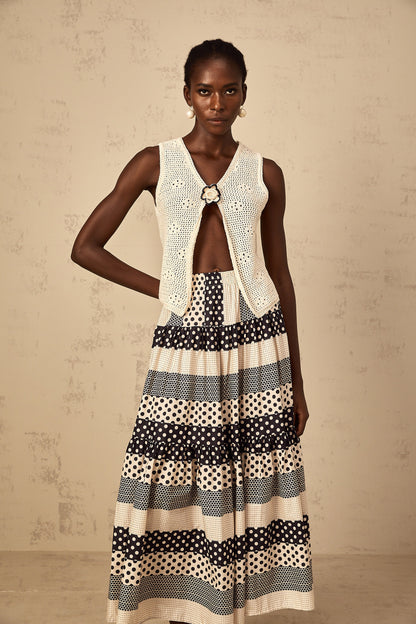 Joséphine crochet-knit open-front tank top