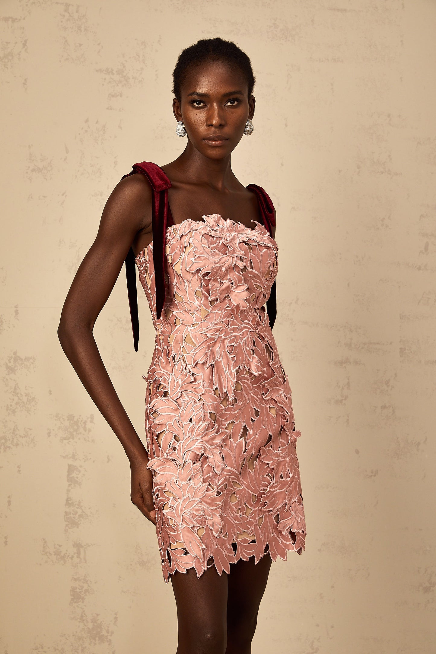 Tatiana pink floral-embroidered mini dress
