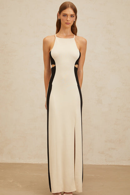 Coralie White Cut-Out Knit Maxi Dress