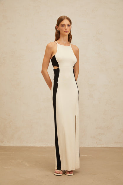Coralie White Cut-Out Knit Maxi Dress