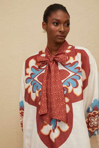 Énigmatique Brown Graphic Print Blouse & Trousers Co-ord