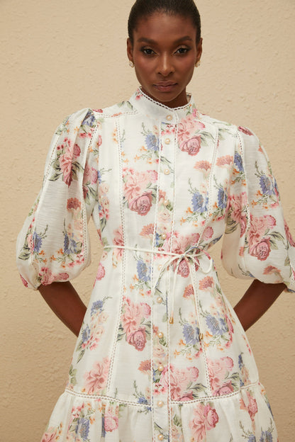 Inaya White Floral-Print Mini Dress
