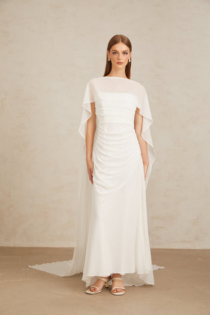 Léonie White Tulle Cape & Dress Set