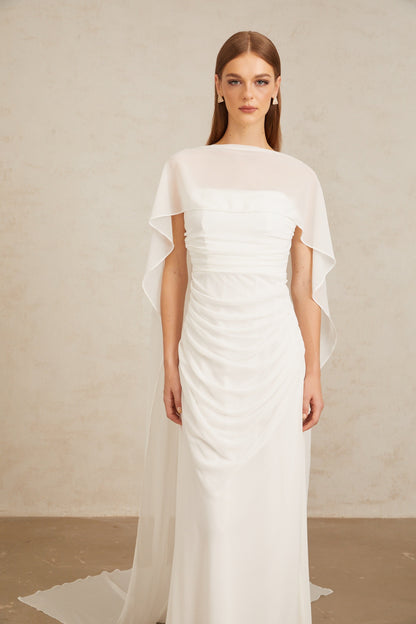 Léonie White Tulle Cape & Dress Set