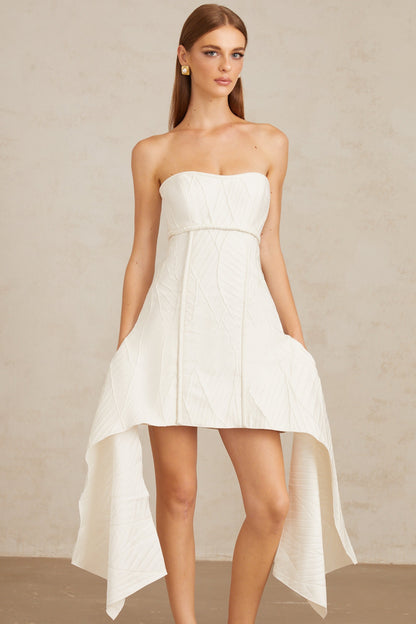 Maria White Off-Shoulder Textured Mini Dress