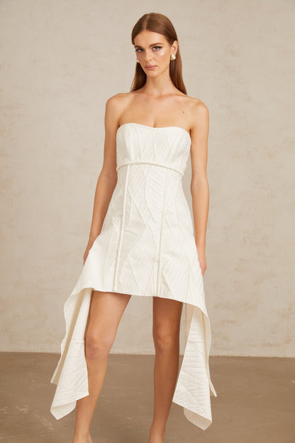 Maria White Off-Shoulder Textured Mini Dress