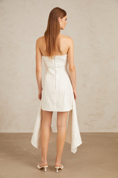 Maria White Off-Shoulder Textured Mini Dress